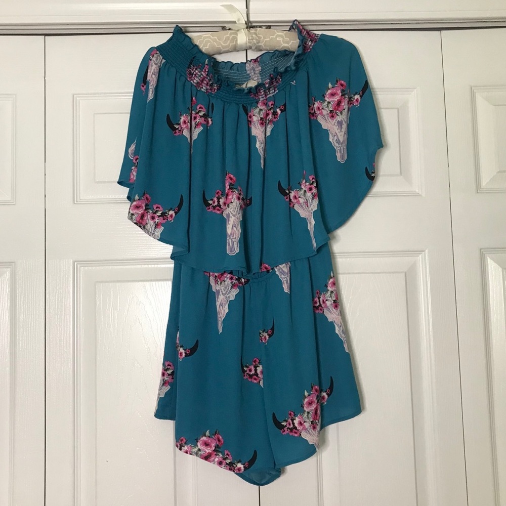 Altar’d State Turquoise Bull Romper